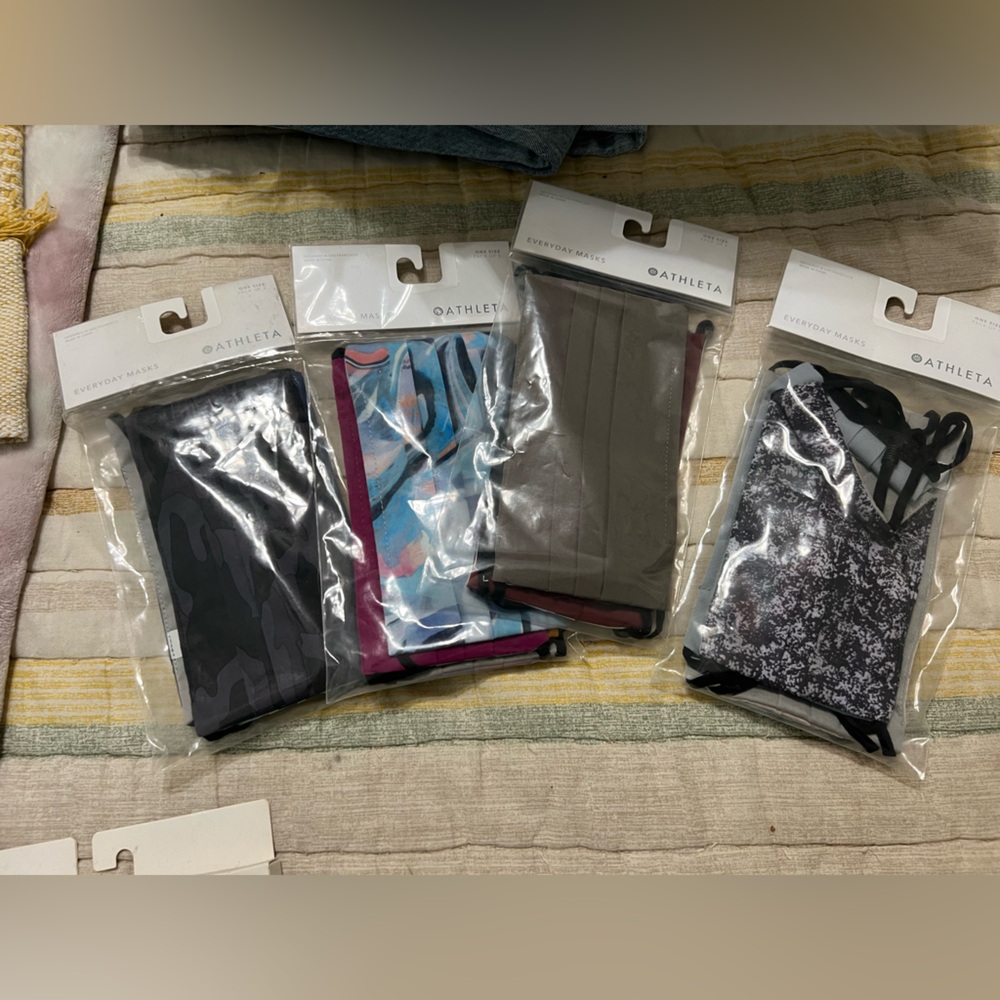 Athleta  & Tory Burch Face Mask Set in Black, Gray, Purple, Multicolor Print